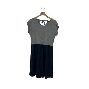 Cupio Womens Blue Gray Color Block Short Sleeve Dress Size Medium
